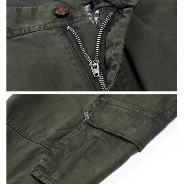 chouyatou Mens Casual MidRise Waist Tapered Leg Close Bottom Jogger Cargo PantsArmy Green