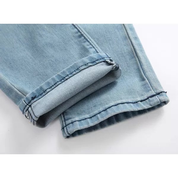 chouyatou Mens Classic 5 Pocket Hippies Regular fit Destroyed Distressed Denim Ripped Jeans PantBlue