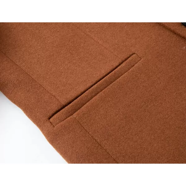 chouyatou Mens Classic Notched Collar 2 Button Slim Fit Heavyweight Padded Wool Blend Windbreaker Long Trench CoatBrown