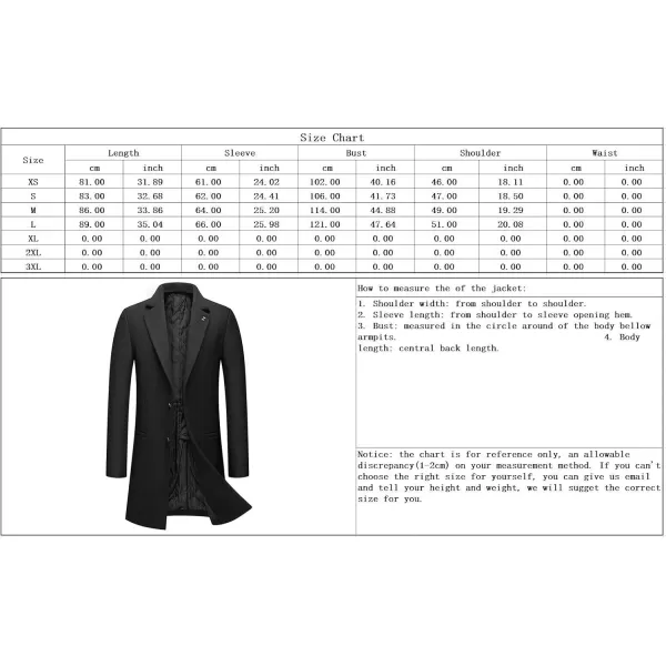 chouyatou Mens Classic Notched Collar 2 Button Slim Fit Heavyweight Padded Wool Blend Windbreaker Long Trench CoatGrey