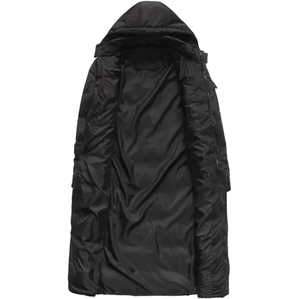 chouyatou Mens Classic Windproof Removable Hooded Long Winter Puffer Down CoatBlack Down