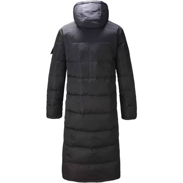 chouyatou Mens Classic Windproof Removable Hooded Long Winter Puffer Down CoatBlack Down