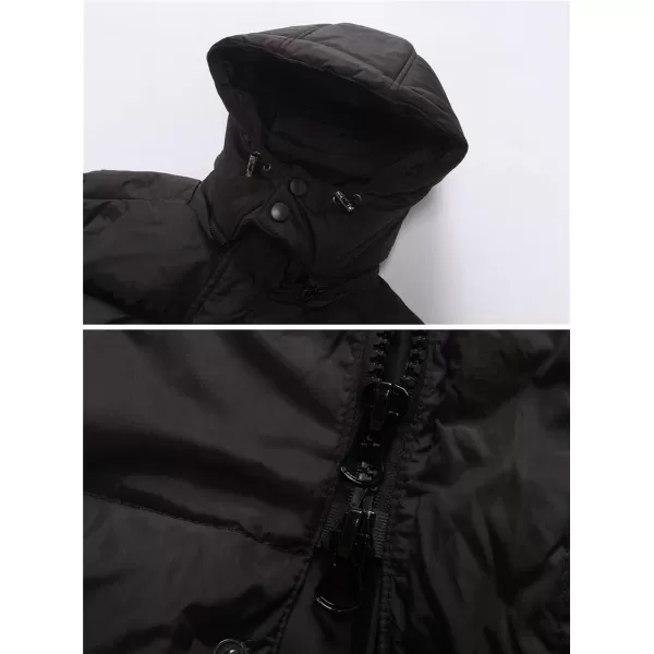 chouyatou Mens Classic Windproof Removable Hooded Long Winter Puffer Down CoatBlack Down