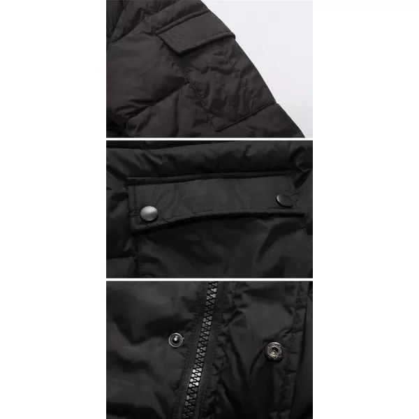 chouyatou Mens Classic Windproof Removable Hooded Long Winter Puffer Down CoatBlack Down