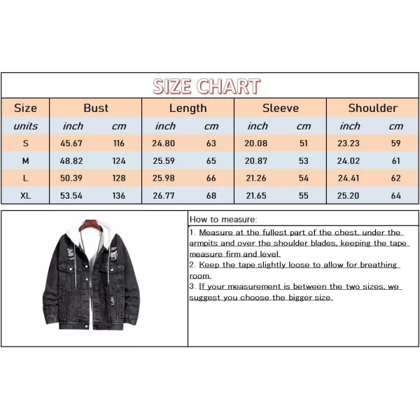 chouyatou Mens Distressed Ripped Holes Removable Hood Button Down Denim JacketBlack