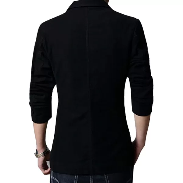 chouyatou Mens Slim 2Button Single Breasted Cotton Lightweight Blazer Jacket Sport CoatBlack