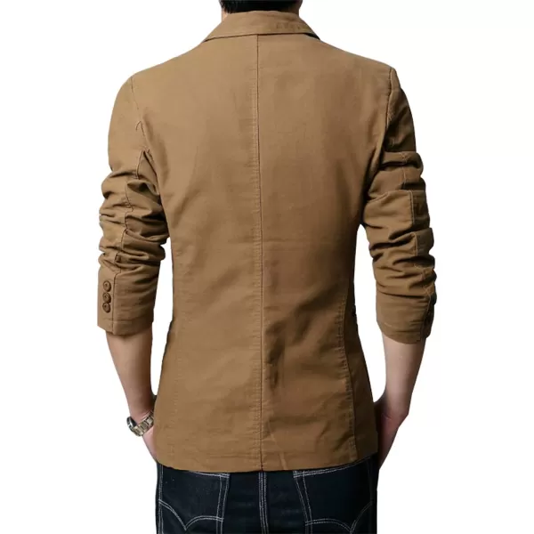 chouyatou Mens Slim 2Button Single Breasted Cotton Lightweight Blazer Jacket Sport CoatKhaki