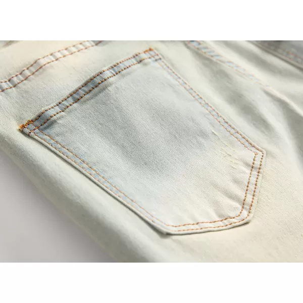 chouyatou Mens Summer Cool Stylish Wrinkle Performance Moto Ripped Denim ShortsVintageblue