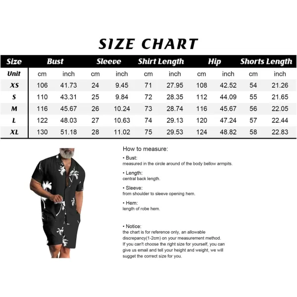 chouyatou Mens Summer Hawaiian Coconut Palm Print 2 Piece Outfits Button Down Shirt and Shorts SetsBlack Blue