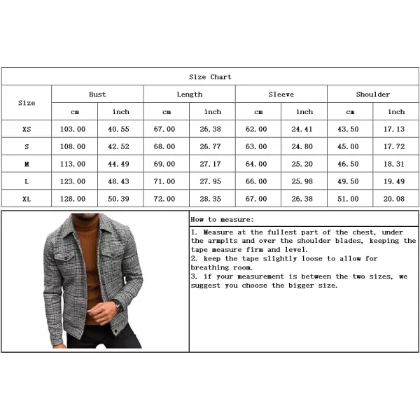 chouyatou Mens Vintage Plaid Print Single Breasted Button Down Jacket CoatPlaid