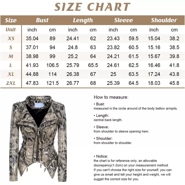 chouyatou Womens Fashion Snake Pattern Print Studded Moto Pu Leather Biker JacketDenim Black