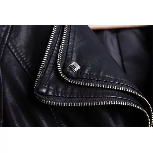 chouyatou Womens Fashion Studded Perfectly Shaping Faux Leather Biker JacketBlack