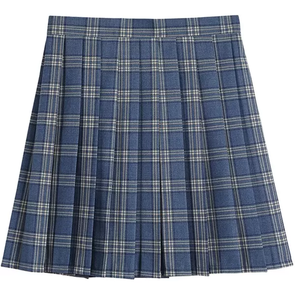 chouyatou Womens Simple High Waist All Around Pleated ALine SkirtBblue