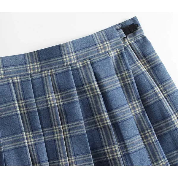 chouyatou Womens Simple High Waist All Around Pleated ALine SkirtBblue