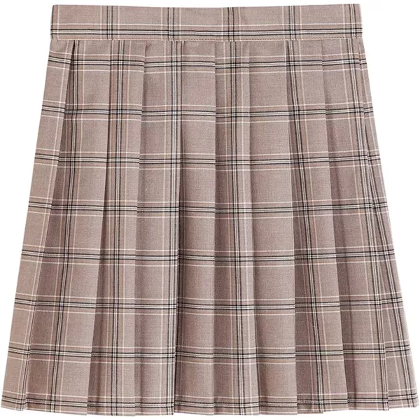 chouyatou Womens Simple High Waist All Around Pleated ALine SkirtBkhaki