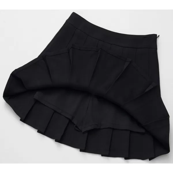 chouyatou Womens Simple High Waist All Around Pleated ALine SkirtBlack