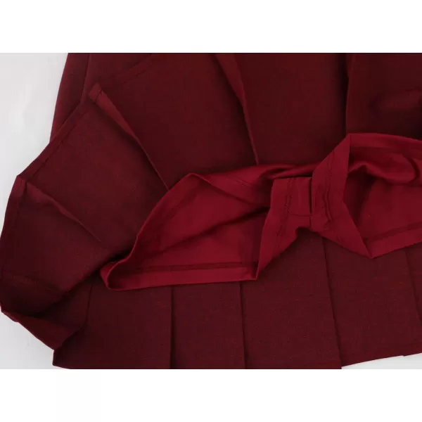 chouyatou Womens Simple High Waist All Around Pleated ALine SkirtDark Red