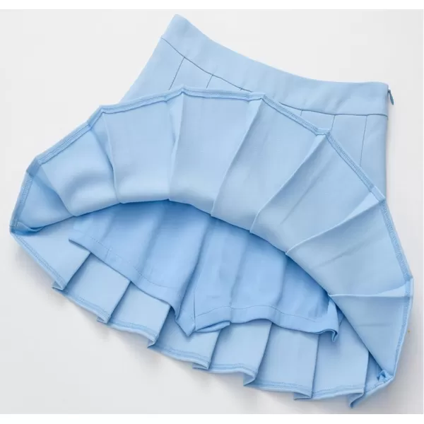 chouyatou Womens Simple High Waist All Around Pleated ALine SkirtLblue