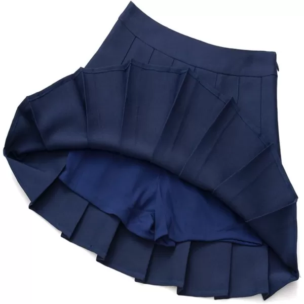 chouyatou Womens Simple High Waist All Around Pleated ALine SkirtNavy