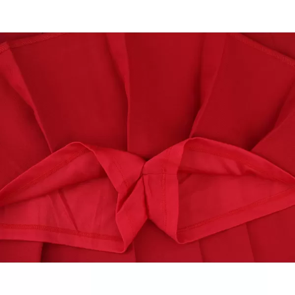 chouyatou Womens Simple High Waist All Around Pleated ALine SkirtRed