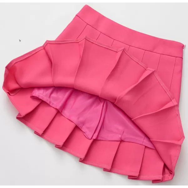 chouyatou Womens Simple High Waist All Around Pleated ALine SkirtRose