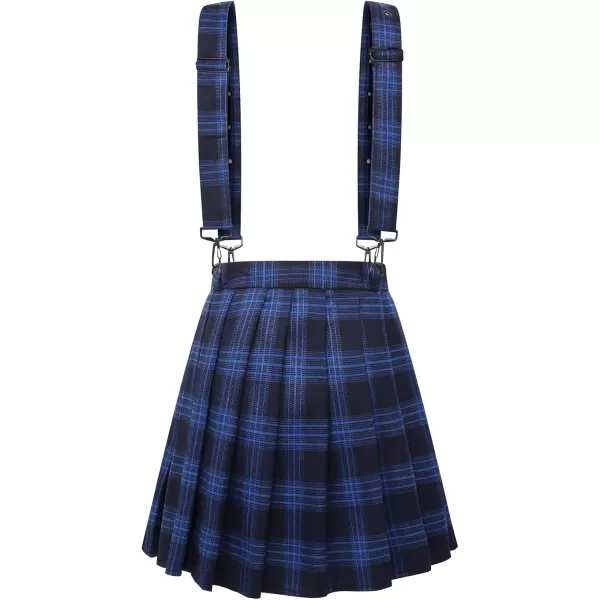 chouyatou Womens Simple High Waist All Around Pleated ALine SkirtStrapblue