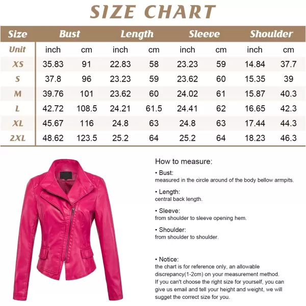 chouyatou Womens Stylish Oblique Zip Slim Faux Leather Biker Outerwear JacketRose