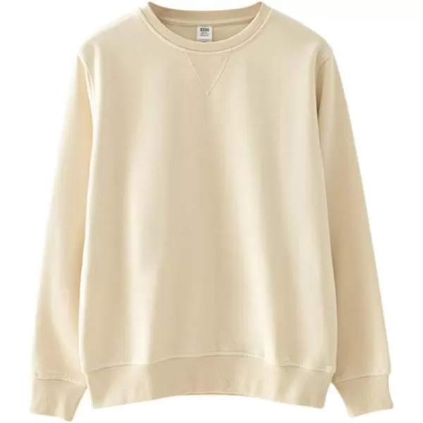 chouyatou Mens Active Heavy Blend Cotton Crewneck Pullover Sweatshirt TopsBeige