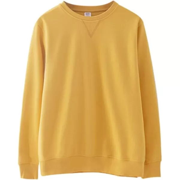 chouyatou Mens Active Heavy Blend Cotton Crewneck Pullover Sweatshirt TopsEgg Yellow