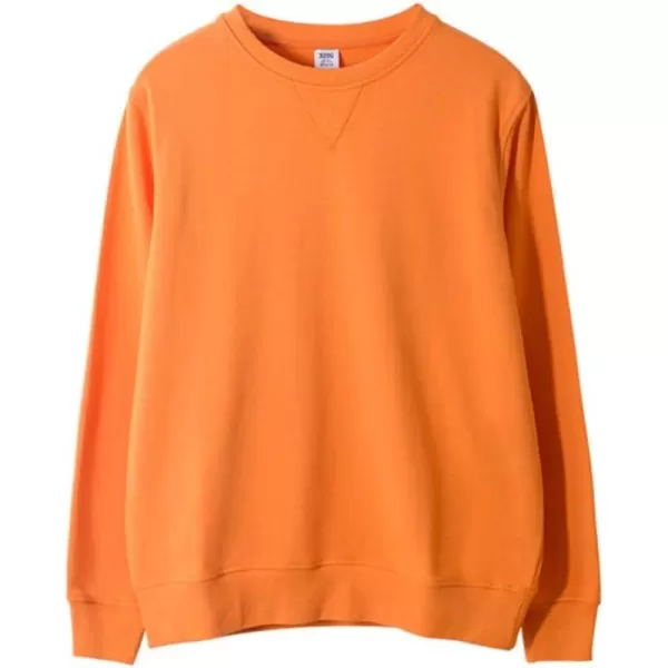 chouyatou Mens Active Heavy Blend Cotton Crewneck Pullover Sweatshirt TopsOrange