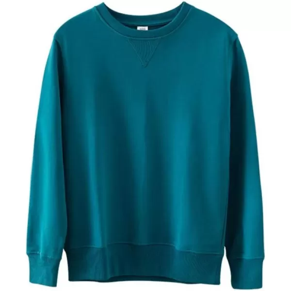 chouyatou Mens Active Heavy Blend Cotton Crewneck Pullover Sweatshirt TopsPeacock Green