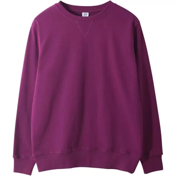 chouyatou Mens Active Heavy Blend Cotton Crewneck Pullover Sweatshirt TopsPurple