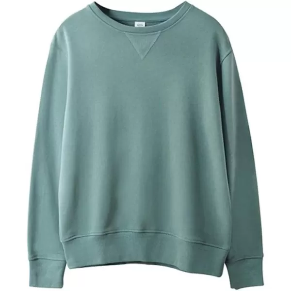 chouyatou Mens Active Heavy Blend Cotton Crewneck Pullover Sweatshirt TopsSage Green