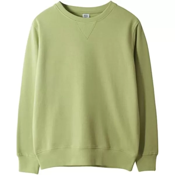chouyatou Mens Active Heavy Blend Cotton Crewneck Pullover Sweatshirt TopsTea Green