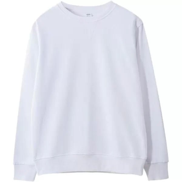 chouyatou Mens Active Heavy Blend Cotton Crewneck Pullover Sweatshirt TopsWhite