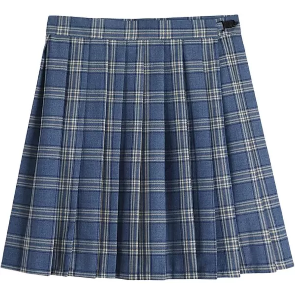 chouyatou Womens Simple High Waist All Around Pleated ALine SkirtBblue