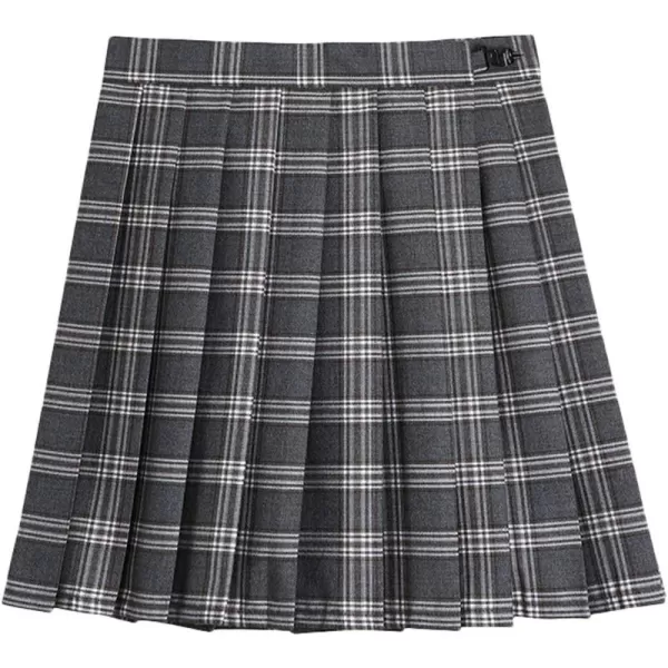 chouyatou Womens Simple High Waist All Around Pleated ALine SkirtBgrey