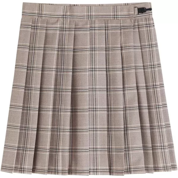chouyatou Womens Simple High Waist All Around Pleated ALine SkirtBkhaki