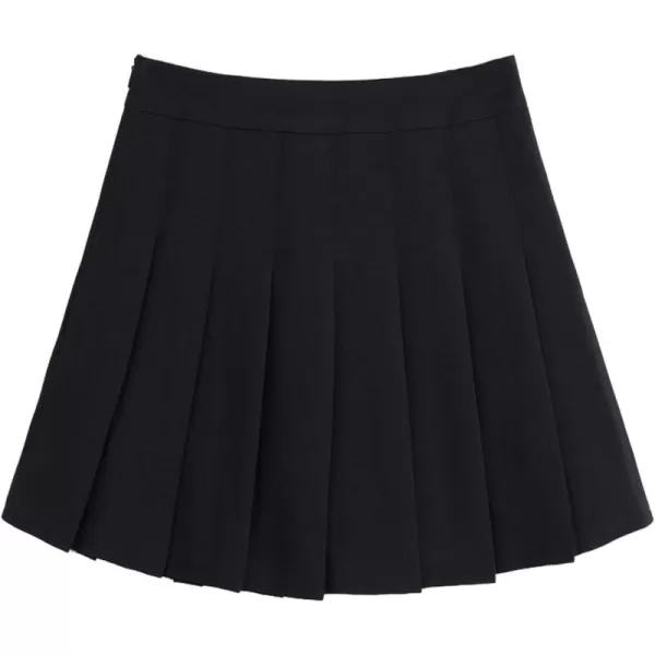 chouyatou Womens Simple High Waist All Around Pleated ALine SkirtBlack