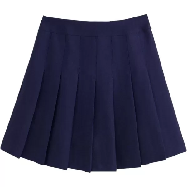 chouyatou Womens Simple High Waist All Around Pleated ALine SkirtNavy