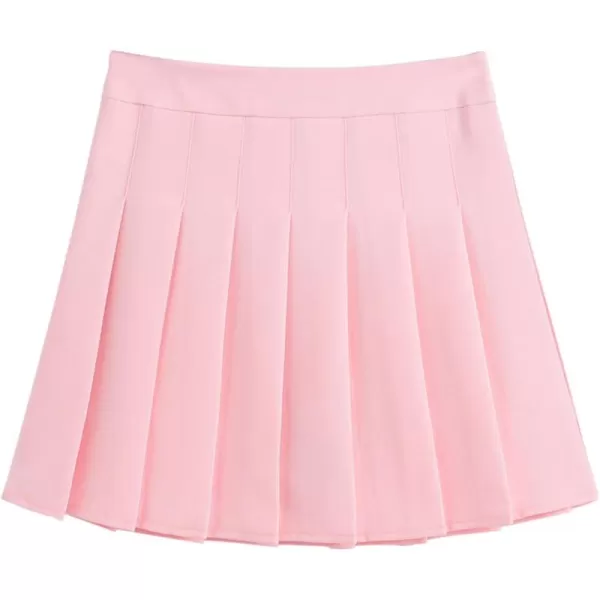 chouyatou Womens Simple High Waist All Around Pleated ALine SkirtPink