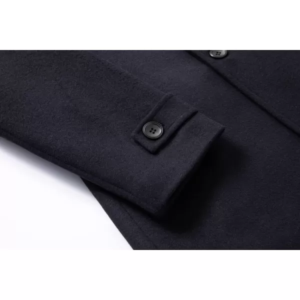 chouyatou Mens Classic Double Breasted Wool Blend Pea Coat Mid Long Trench CoatNavy Blue