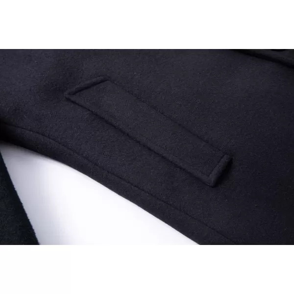 chouyatou Mens Classic Double Breasted Wool Blend Pea Coat Mid Long Trench CoatNavy Blue
