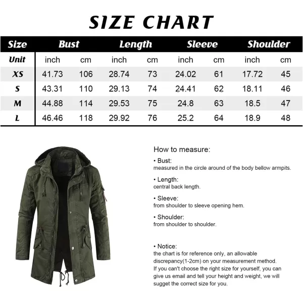 chouyatou Mens Spring Military FullZip Removable Hooded Cotton MidLong Parka Jacket CoatKhaki