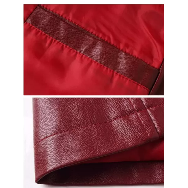 chouyatou Mens Stylish 2 Button Faux Leather Suit Blazer Jacket Sport CoatRed