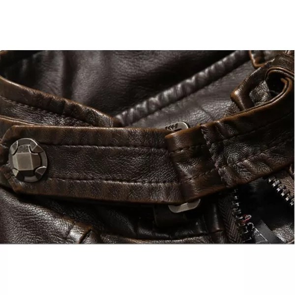 chouyatou Mens Vintage Stand Collar Pu Leather JacketCoffee