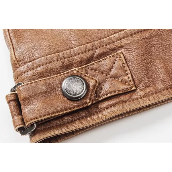 chouyatou Mens Vintage Stand Collar Pu Leather JacketHzqm109brown