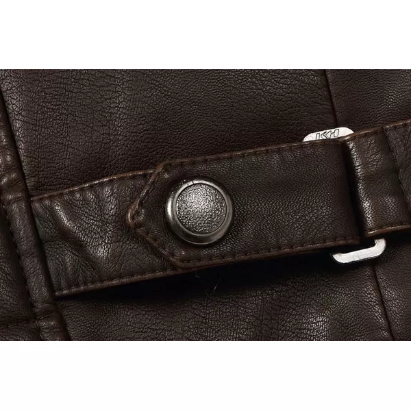 chouyatou Mens Vintage Stand Collar Pu Leather JacketWzqm111coffee