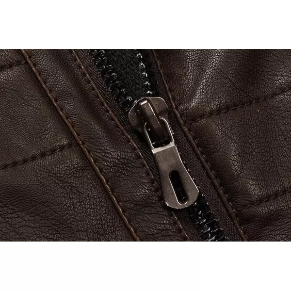chouyatou Mens Vintage Stand Collar Pu Leather JacketWzqm111coffee