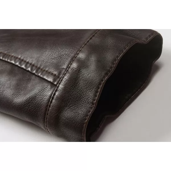 chouyatou Mens Vintage Stand Collar Pu Leather JacketWzqm111coffee